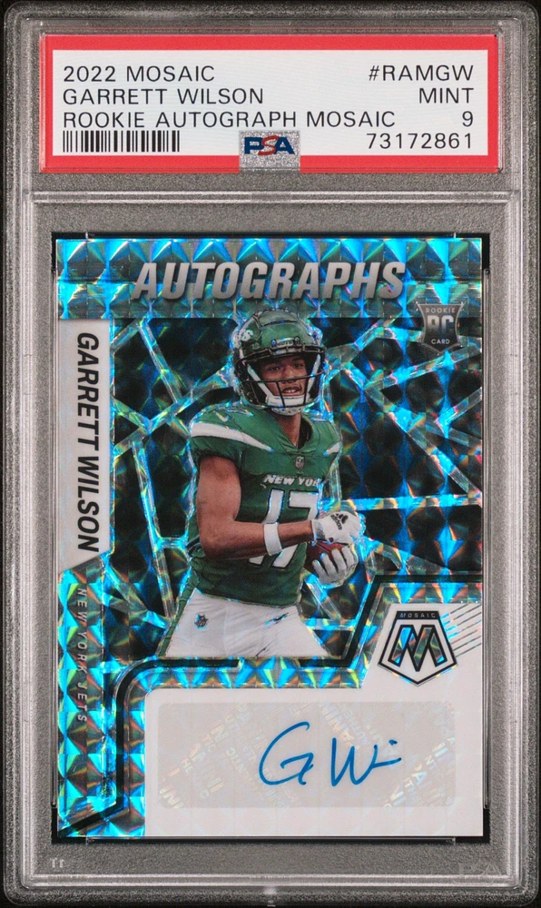 2022 Panini Mosaic Rookie Autograph Mosaic Ramgw Garrett Wilson PSA 9