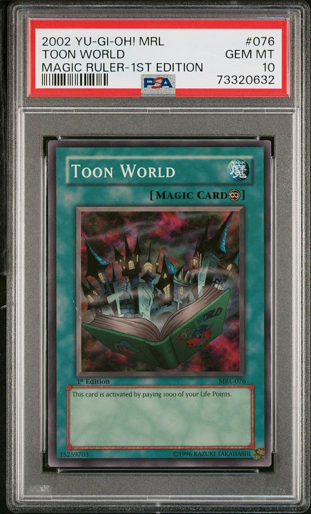 2002 Yu-gi-oh! Mrl-magic Ruler 076 Toon World 1st Edition PSA 10