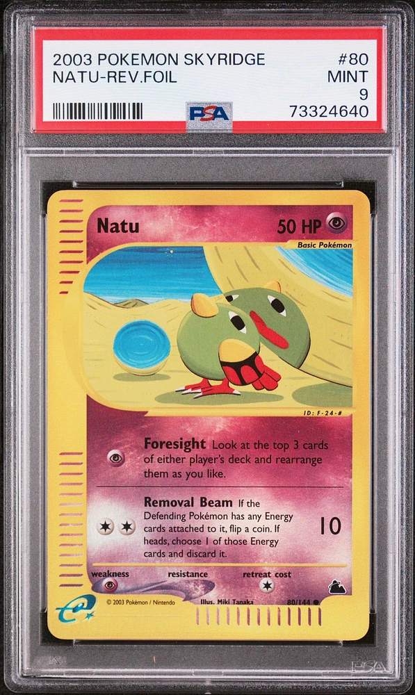 2003 Pokemon Skyridge 80 Natu-reverse Foil PSA 9