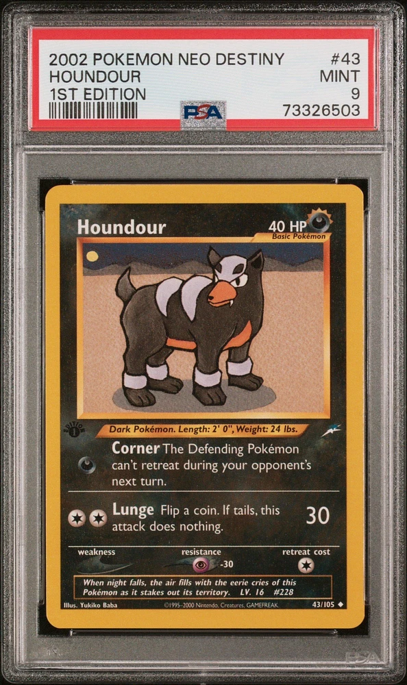 2002 Pokemon Neo Destiny 43 Houndour 1st Edition PSA 9