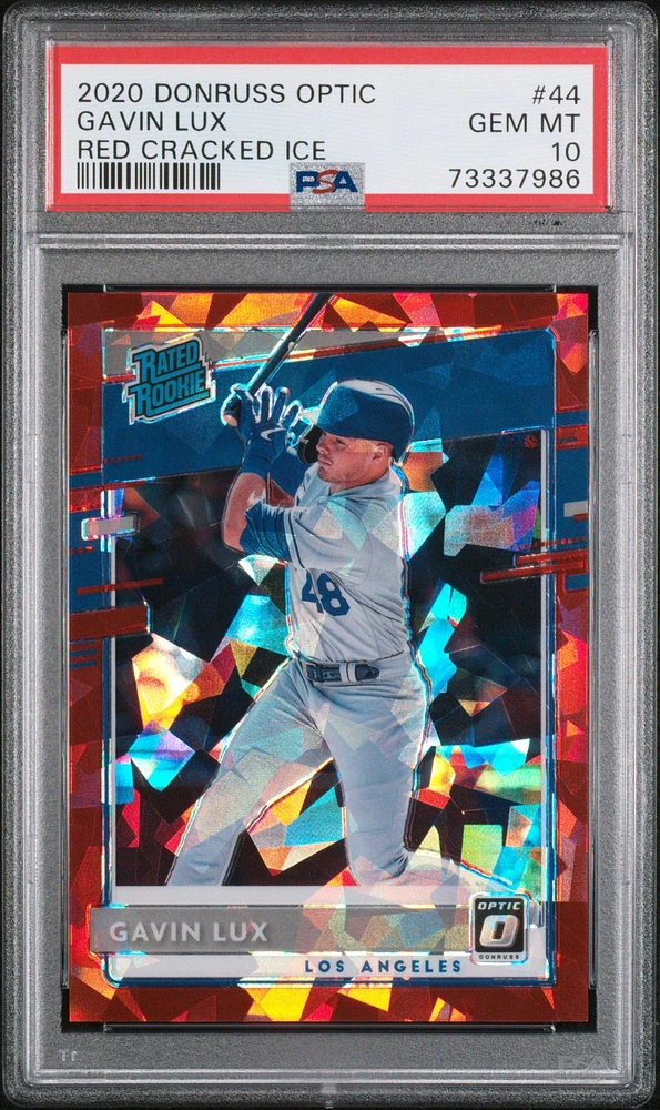 2020 Panini Donruss Optic 44 Gavin Lux Red Cracked Ice PSA 10