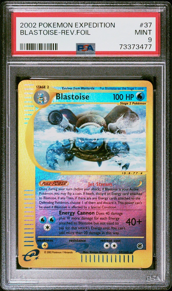 2002 Pokemon Expedition 37 Blastoise-reverse Foil PSA 9