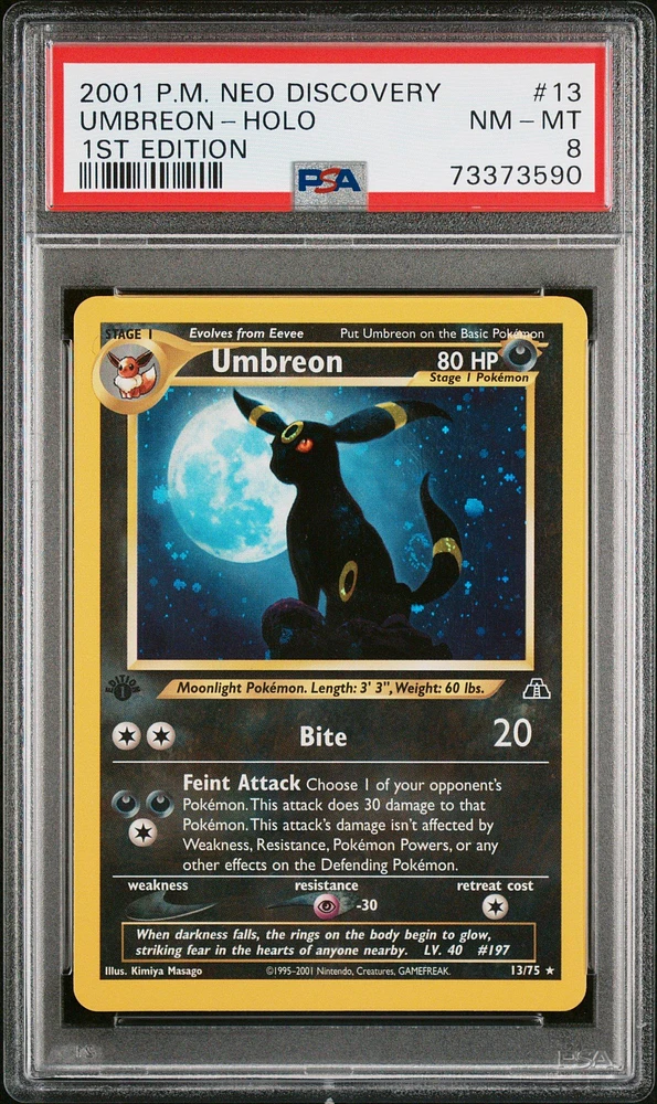 2001 Pokemon Neo Discovery 13 Umbreon-holo 1st Edition PSA 8