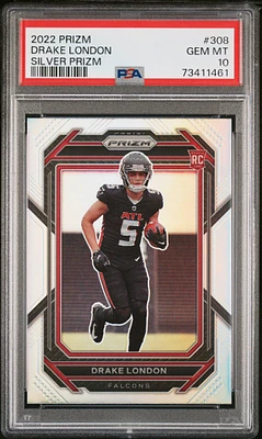 2022 Panini Prizm 308 Drake London Silver Prizm PSA 10