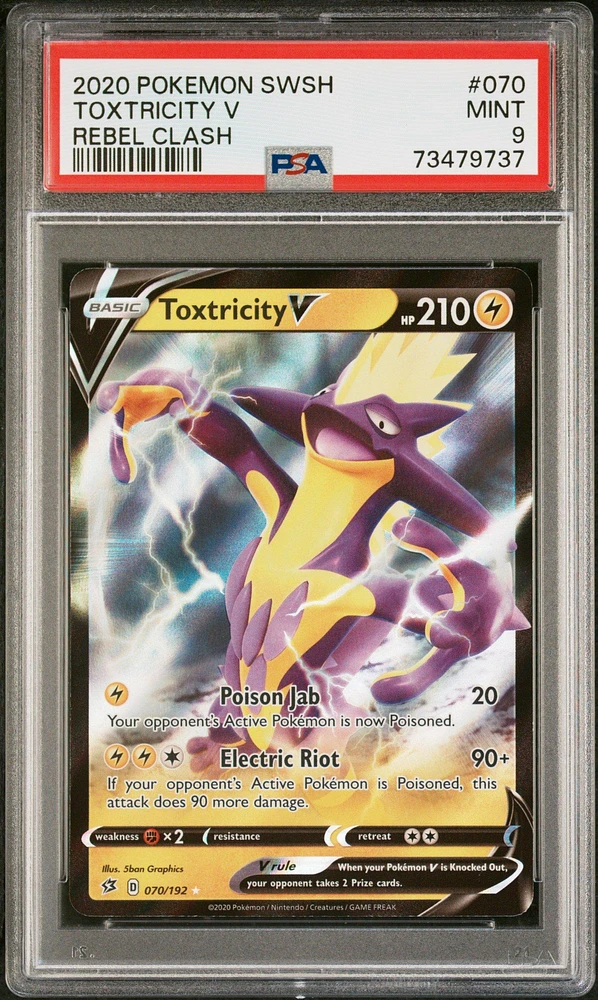 2020 Pokemon Sword & Shield Rebel Clash 070 Toxtricity V PSA 9