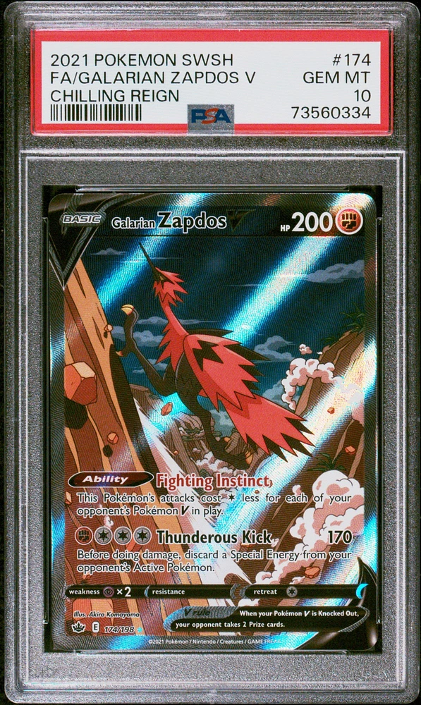 2021 Pokemon Sword & Shield Chilling Reign 174 Fa/galarian Zapdos V PSA 10