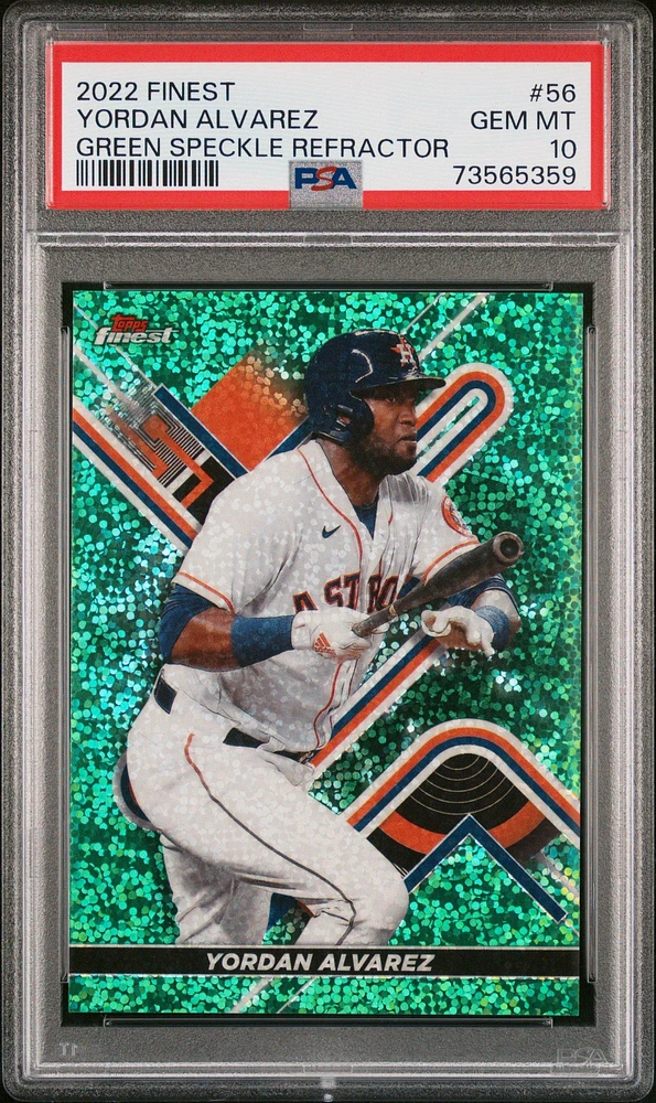 2022 Topps Finest 56 Yordan Alvarez Green Speckle Refractor PSA 10