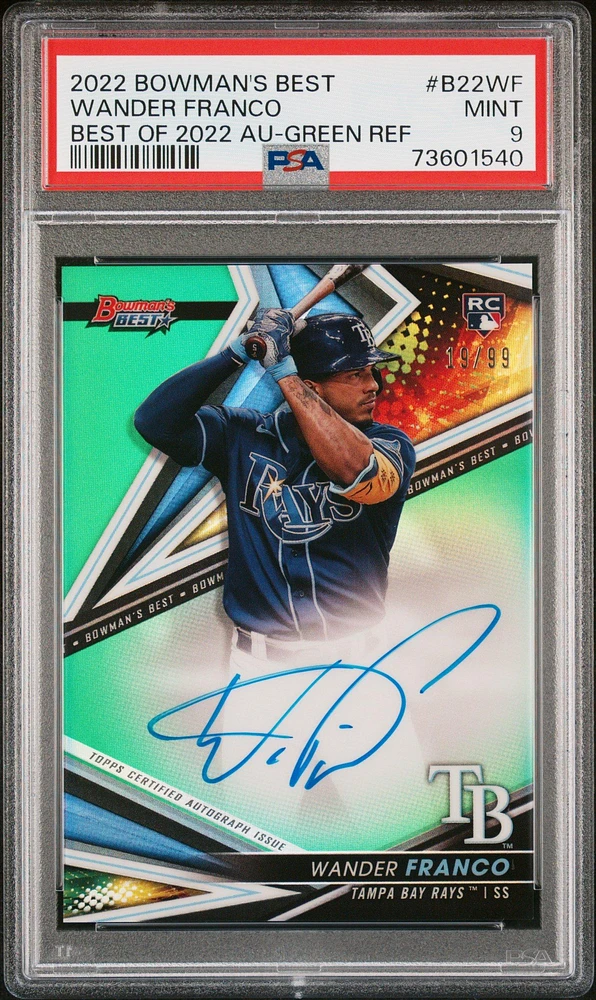 2022 Bowman's Best Best Of 2022 Autographs B22wf Wander Franco Green Refractor PSA 9