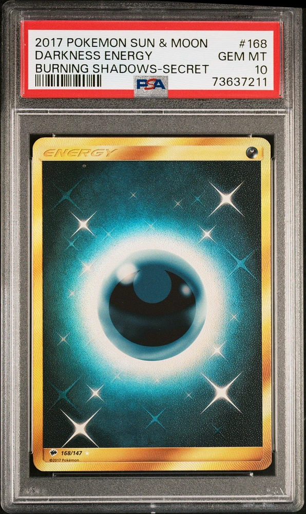 2017 Pokemon Sun & Moon Burning Shadows 168 Darkness Energy PSA 10