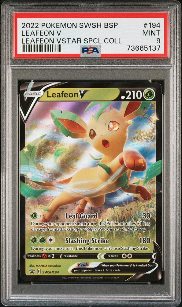 2022 Pokemon Swsh Black Star Promo 194 Leafeon V Leafeon Vstar Special Collection PSA 9