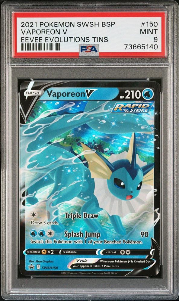 2021 Pokemon Swsh Black Star Promo 150 Vaporeon V PSA 9