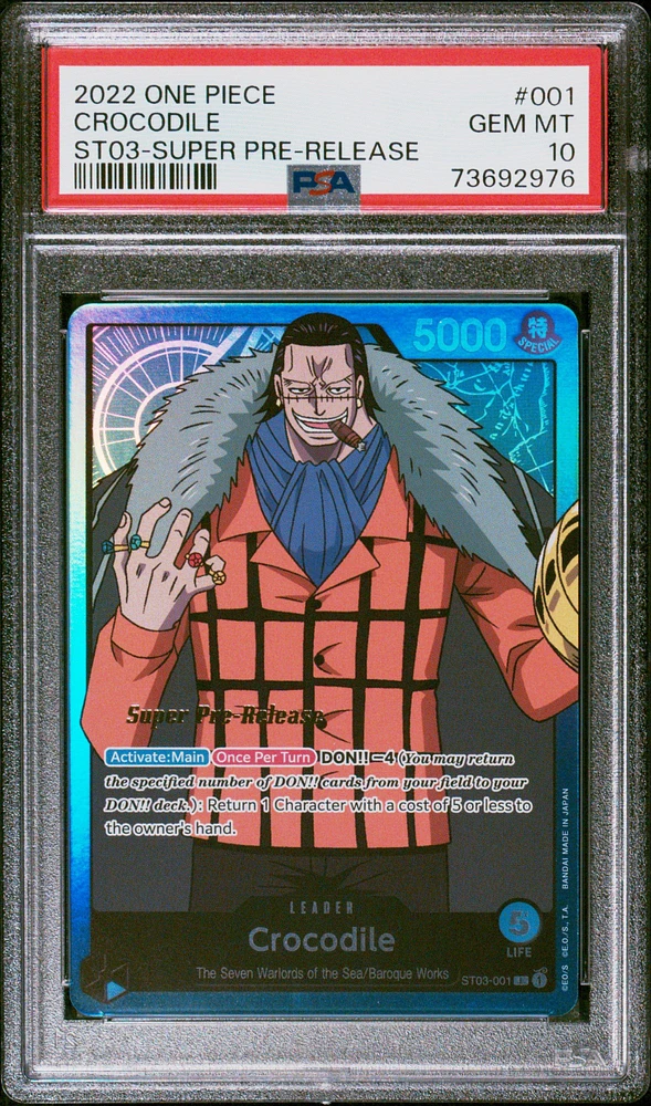 2022 One Piece Starter Deck-the Seven Warlords Of The Sea 001 Crocodile Super Pre-release PSA 10