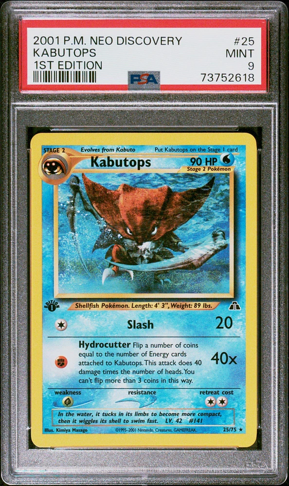 2001 Pokemon Neo Discovery 25 Kabutops 1st Edition PSA 9