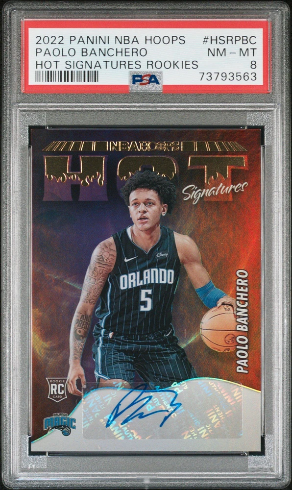 2022 Panini Nba Hoops Hot Signatures Rookies Hsrpbc Paolo Banchero PSA 8