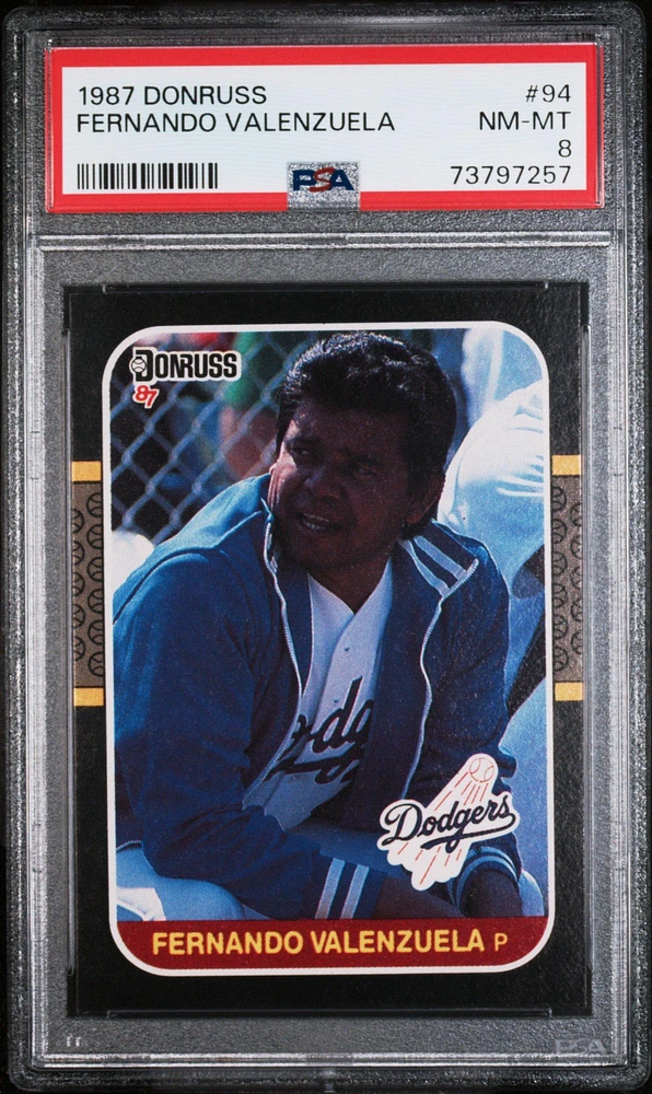 1987 Donruss 94 Fernando Valenzuela PSA 8