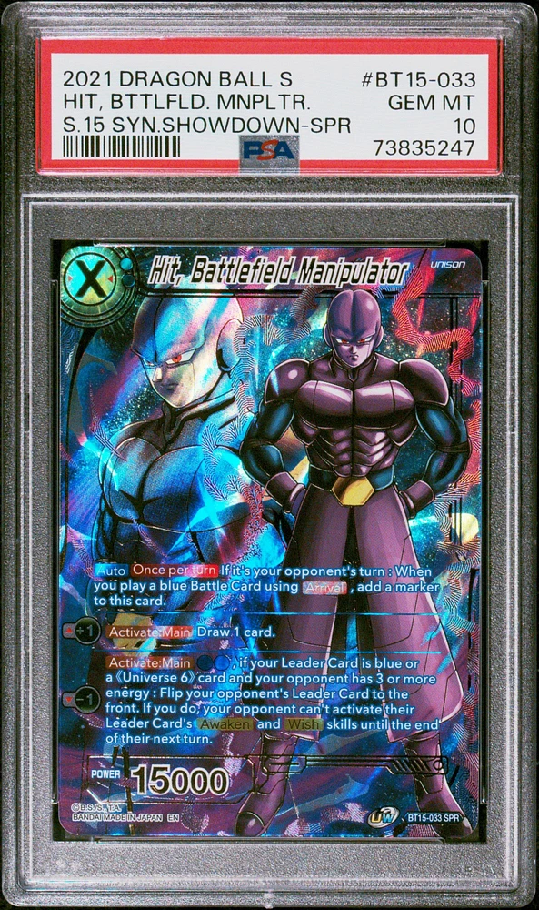 2021 Dragon Ball Super Card Game Series 15 Saiyan Showdown Bt15-033 Hit, Battlefield Mnpl PSA 10