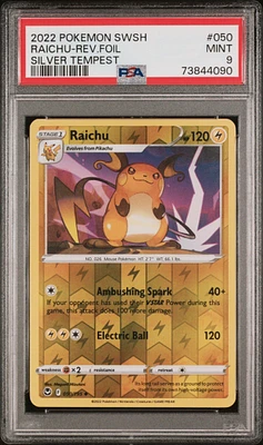 2022 Pokemon Sword & Shield Silver Tempest 050 Raichu PSA 9