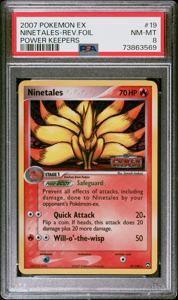 2007 Pokemon Ex Power Keepers 19 Ninetales-reverse Foil PSA 8