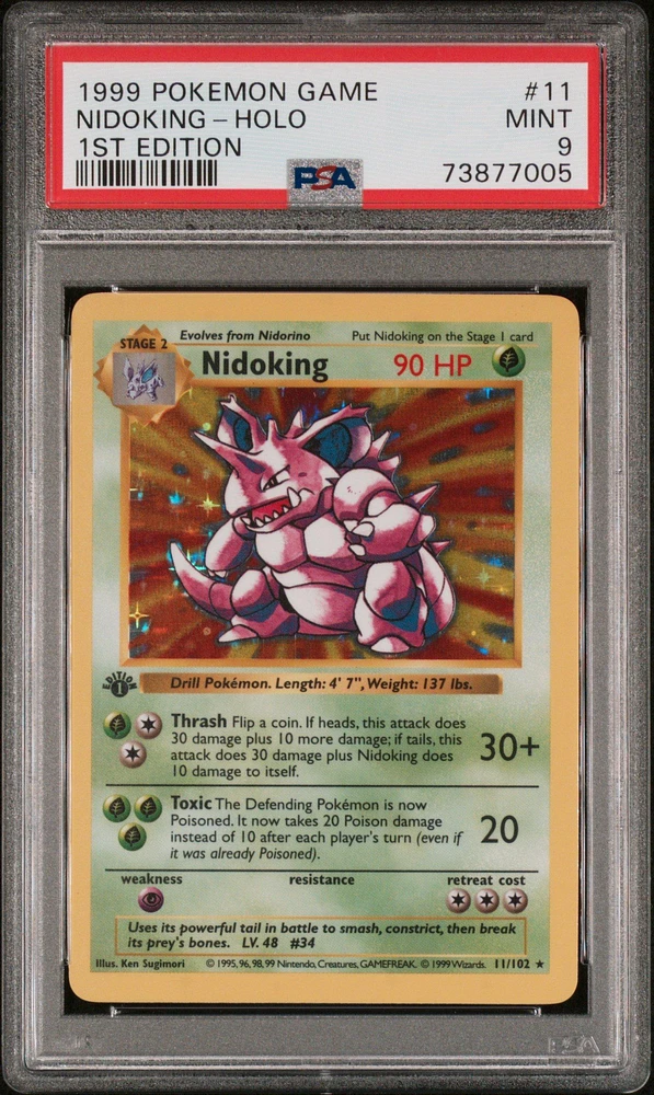 1999 Pokemon Game 11 Nidoking-holo 1st Edition PSA 9