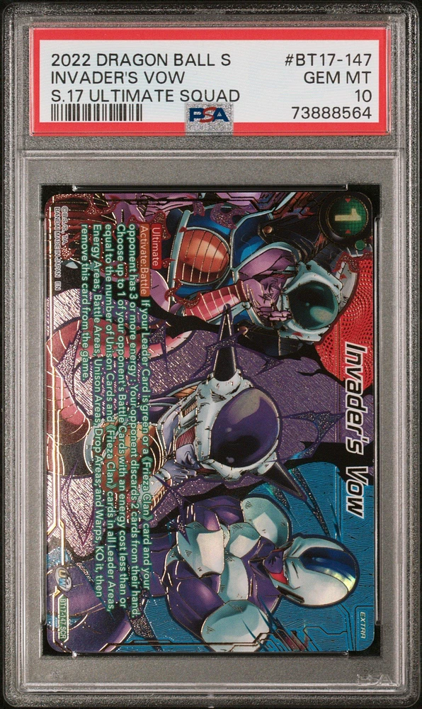 2022 Dragon Ball Super Card Game Series 17 Ultimate Squad Bt17-147 Invader's Vow PSA 10