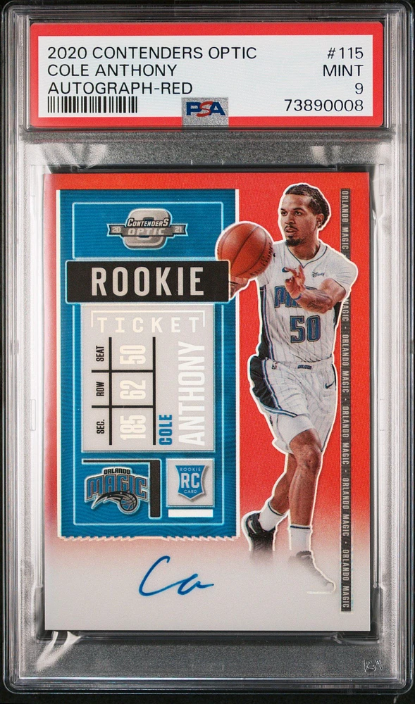 2020 Panini Contenders Optic 115 Cole Anthony Autograph-red PSA 9