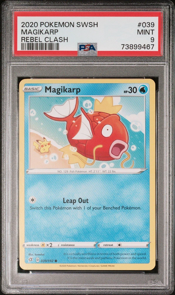 2020 Pokemon Sword & Shield Rebel Clash 039 Magikarp PSA 9