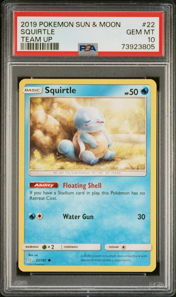 2019 Pokemon Sun & Moon Team Up 22 Squirtle PSA 10