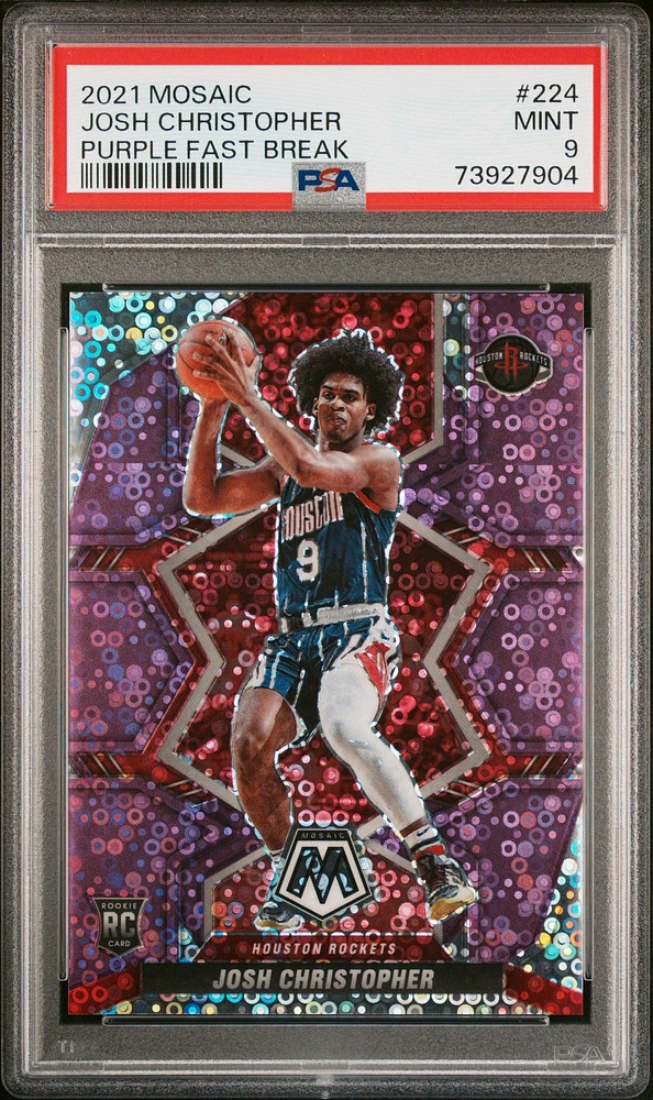 2021 Panini Mosaic 224 Josh Christopher Purple Fast Break PSA 9