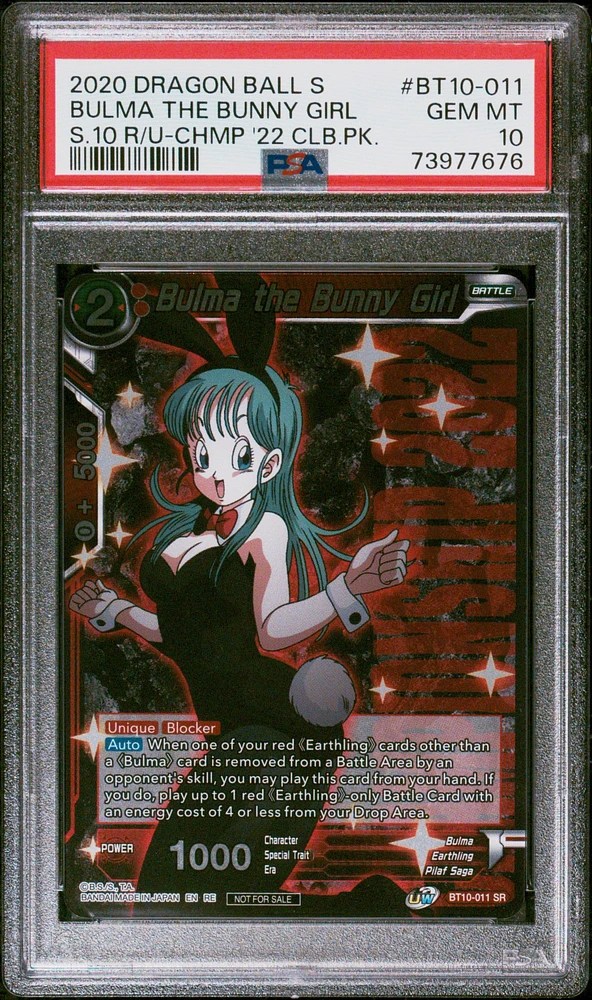 2020 Dragon Ball Super Card Game Series 10 Rise Of The Unison Warrior Bt10-011 Bulma The Bunny Girl Championship 2022 Celebration Pack PSA 10
