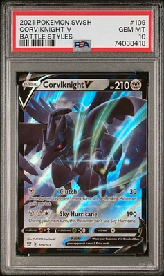 2021 Pokemon Sword & Shield Battle Styles 109 Corviknight V PSA 10