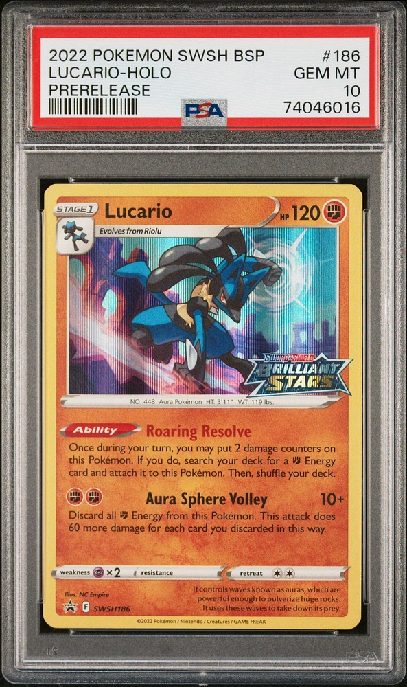 2022 Pokemon Swsh Black Star Promo 186 Lucario-holo Prerelease PSA 10