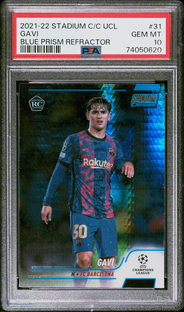 2021-22 Topps Stadium Club Chrome Uefa Champions League 31 Gavi PSA 10