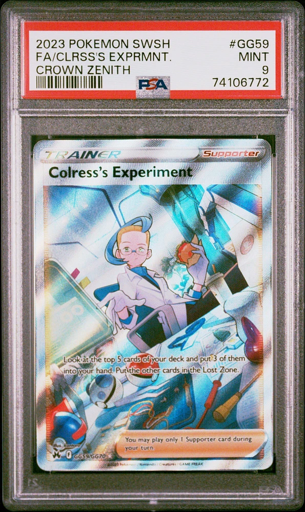 2023 Pokemon Sword And Shield Crown Zenith Gg59 Fa/clrss's Exprmnt. PSA 9