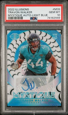 2022 Panini Illusions Mystique Autographs M39 Travon Walker Light Blue PSA 10