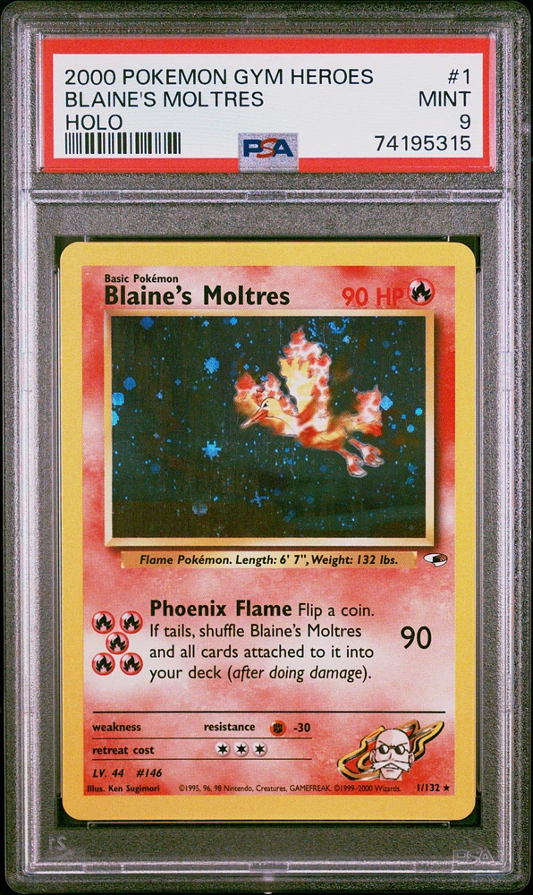 2000 Pokemon Gym Heroes 1 Blaine's Moltres PSA 9