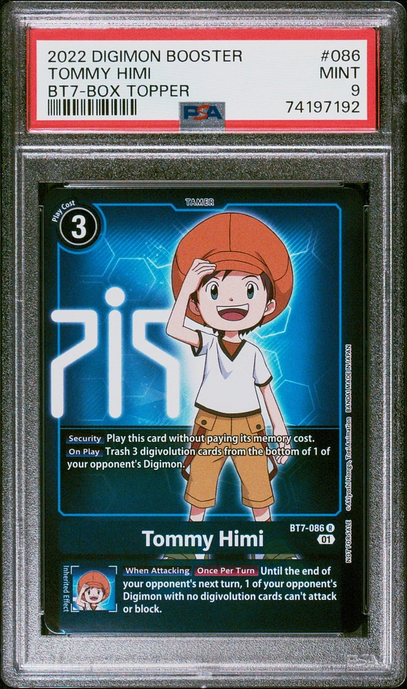 2022 Digimon Booster Next Adventure 086 Tommy Himi Box Topper PSA 9