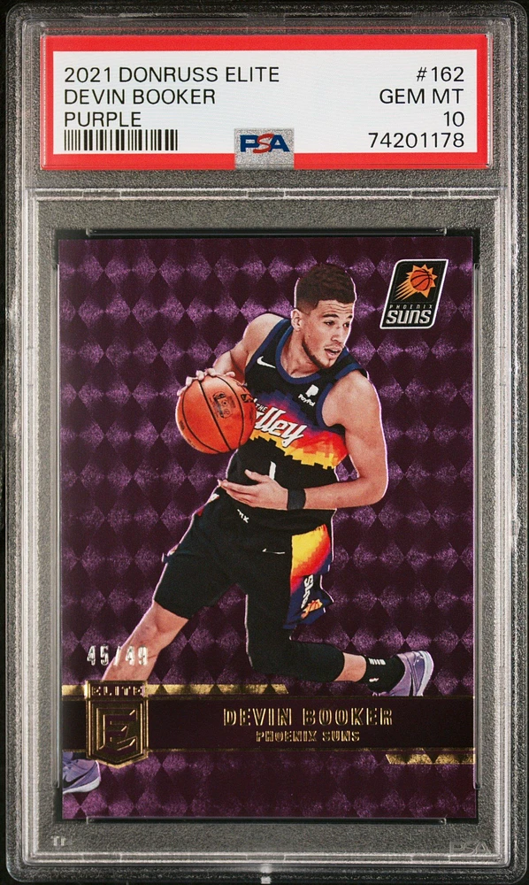 2021 Panini Donruss Elite 162 Devin Booker Purple PSA 10