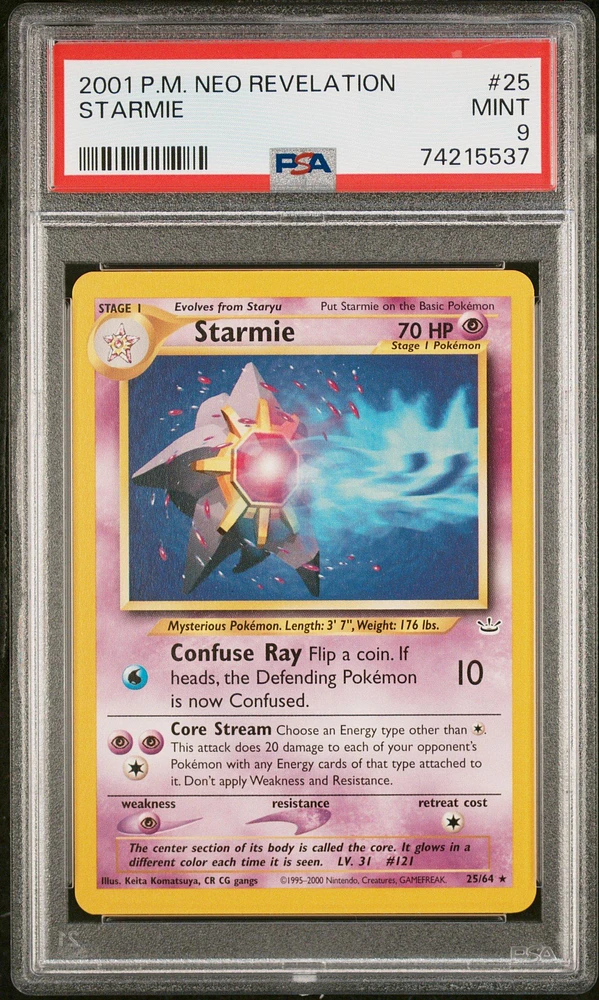 2001 Pokemon Neo Revelation 25 Starmie PSA 9