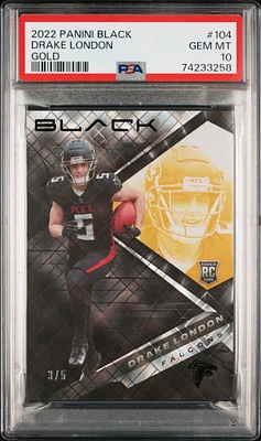 2022 Panini Black 104 Drake London Gold PSA 10