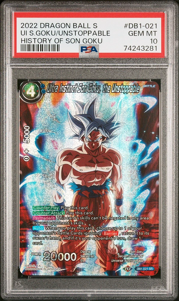 2022 Dragon Ball Super Card Game Theme Selection History Of Son Goku Db1-021 Ui Goku, Unstoppable PSA 10