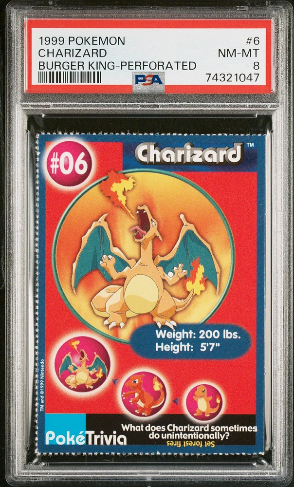 1999 Pokemon Burger King 6 Charizard PSA 8