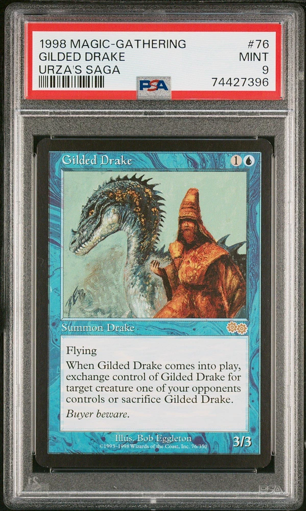 1998 Magic The Gathering Urza's Saga 76 Gilded Drake PSA 9