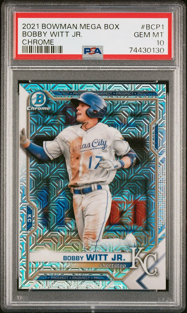 2021 Bowman Mega Box Chrome Bcp1 Bobby Witt Jr. PSA 10