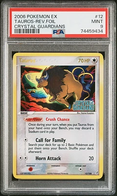 2006 Pokemon Ex Crystal Guardians 12 Tauros-reverse Foil PSA 9