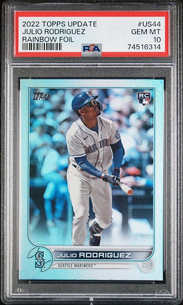 2022 Topps Update Us44 Julio Rodriguez Rainbow Foil PSA 10