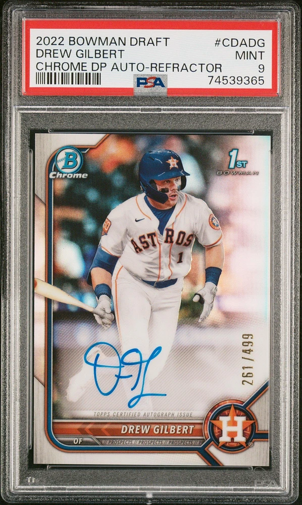 2022 Bowman Draft Chrome Draft Pick Autographs Cdadg Drew Gilbert Refractor PSA