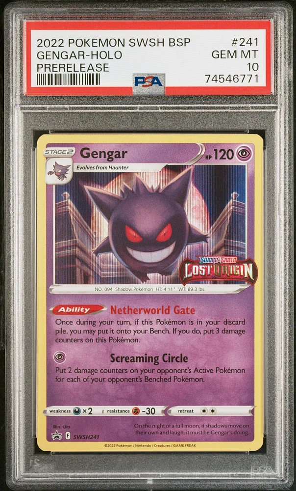 2022 Pokemon Swsh Black Star Promo 241 Gengar PSA