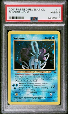 2001 Pokemon Neo Revelation 14 Suicune-holo PSA 8