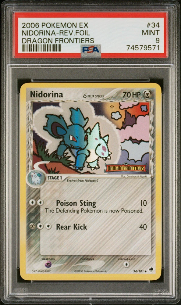 2006 Pokemon Ex Dragon Frontiers 34 Nidorina-reverse Foil PSA 9