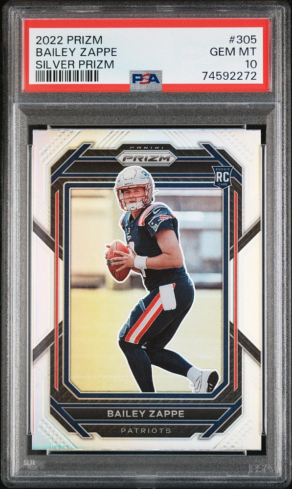 2022 Panini Prizm 305 Bailey Zappe Silver Prizm PSA 10